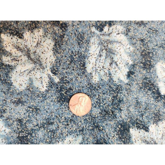 Gold Dust Inspirations Design 2167 Blue Teal Green Leaf Print Fabric 2 yards - Picture 5 of 5